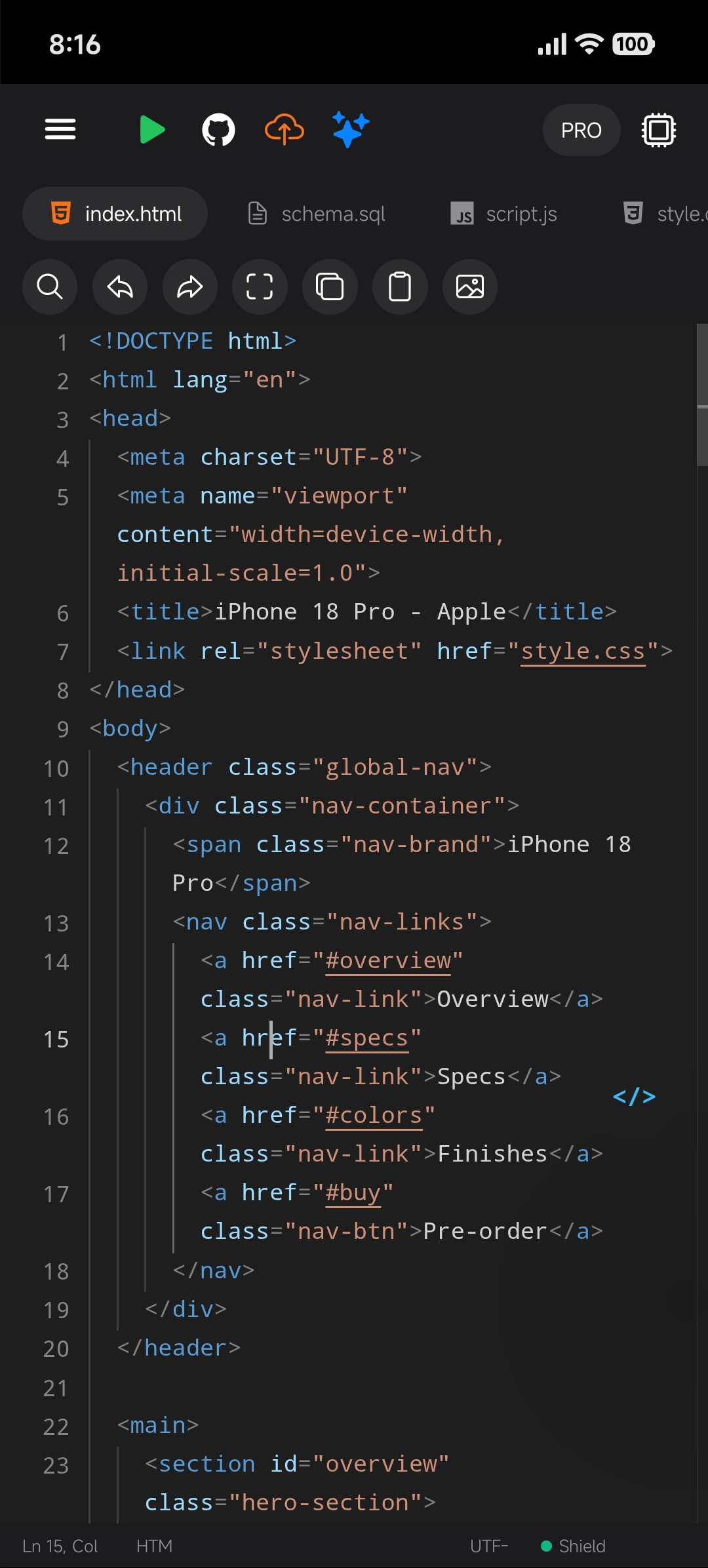 HomyIDE App Screenshot